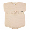 Garter stitch romper with ribbed waist and cord LINEN