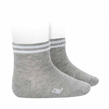 Ankle sport socks with stripes ALUMINIUM