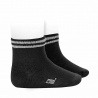 Ankle sport socks with stripes BLACK