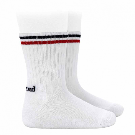 Terry sole sport socks WHITE/BLUE-RED