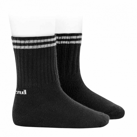 Calcetines sport con rizo en la soleta NEGRO-GRIS