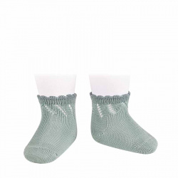 Perle diagonal openwork short socks SEA MIST