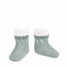 Perle diagonal openwork short socks SEA MIST