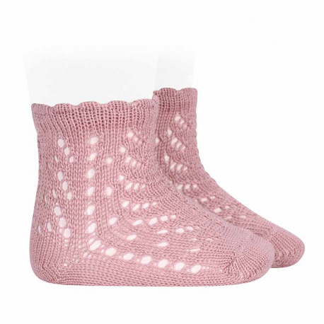 Perle openwork socks with waved cuff PALE PINK