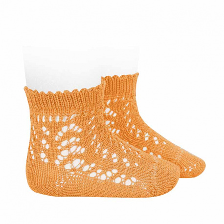 Perle openwork short socks PEACH