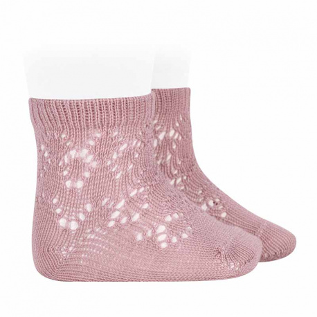 Chaussettes en coton perle avec ajouré géométrique PALE ROSE