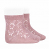 Perle cotton socks with geometric openwork PALE PINK