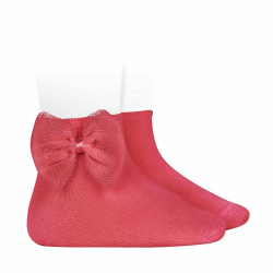 Ankle socks with tulle bow CORAL