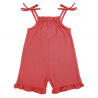 Sleeveless short dungarees with leg ruffles CORAL