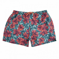 Tropical hibiscus ecowave/upf50 fabric men boxer CORAL