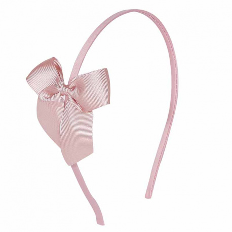 Tthin headband with grosgrain bow PALE PINK