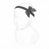 Baby headband with small grosgrain bow WHITE
