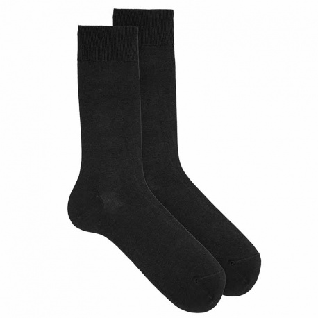Loose fitting socks in elastic cotton for men BLACK