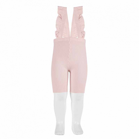 Leggings da ciclista bebè con bretelle elastiche ROSA