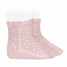 Perle openwork socks with waved cuff PINK