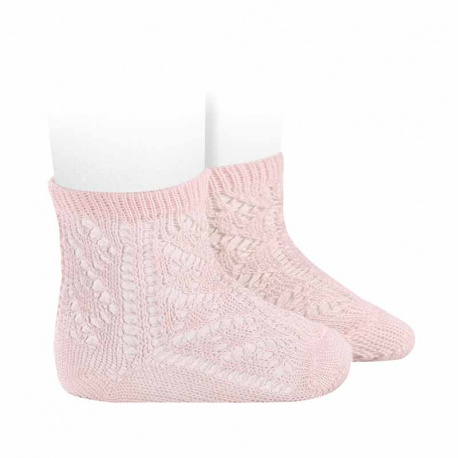 Chaussettes courtes ajourées en perle extra-fin ROSE