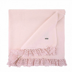 Garter stitch lace shawl PINK