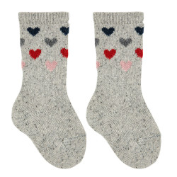 Tweed heart knee socks GREY...