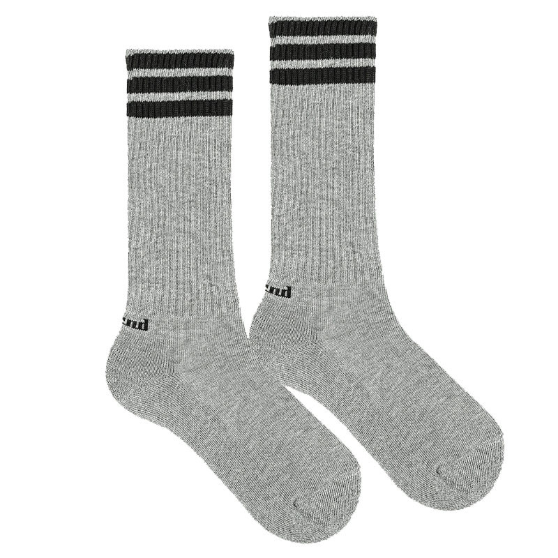 Chaussettes hautes sport 3 bandes, tissu-éponge GRIS CLAIR