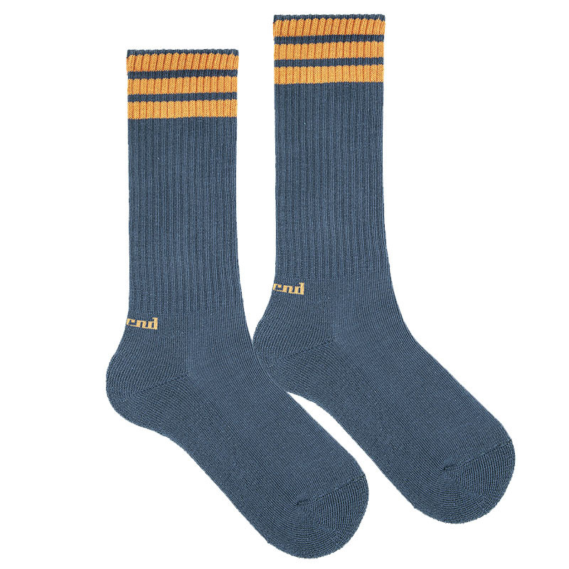 3-stripes sport knee socks, terry sole LAPIS LAZULI