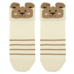 3d bear face short socks BEIGE