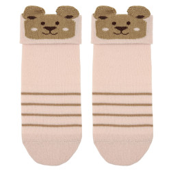 3d bear face short socks NUDE