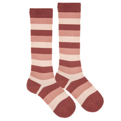 Striped knee socks MARSALA