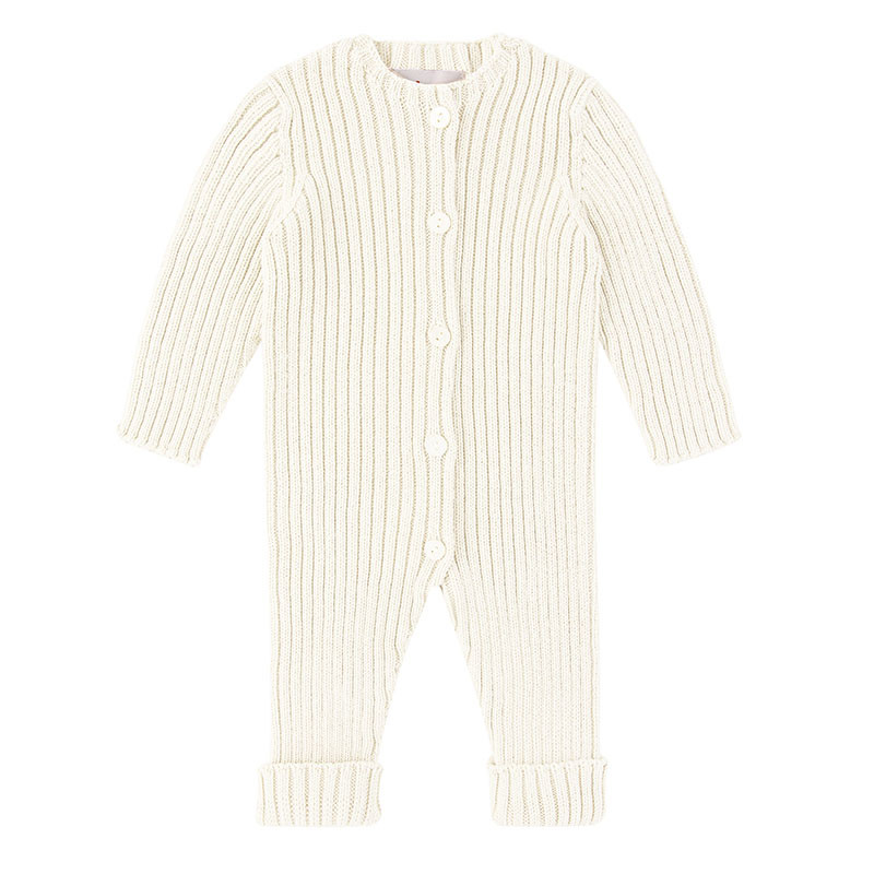 Front opening ribbed rompersuit CREAM