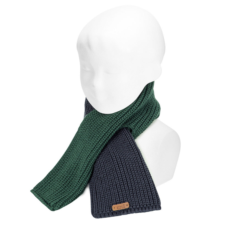 Sciarpa bicolore a punto inglese con occhielli BLU