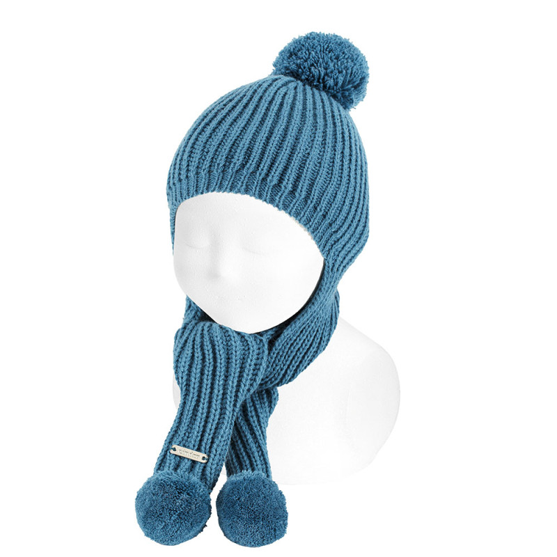Baby english rib stitch scarf-hat OCEAN