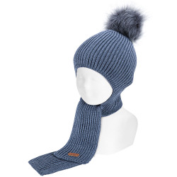 Merino wool-blend scarf-hat...