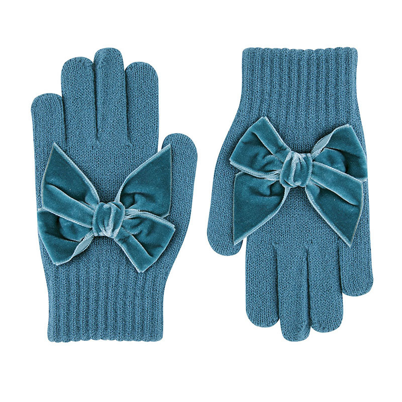 Gloves with giant velvet bow OCEAN