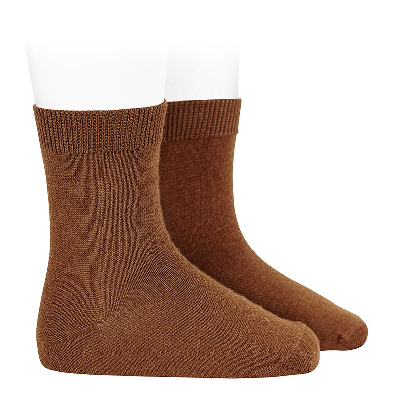 Merino wool-blend short socks CHOCOLATE