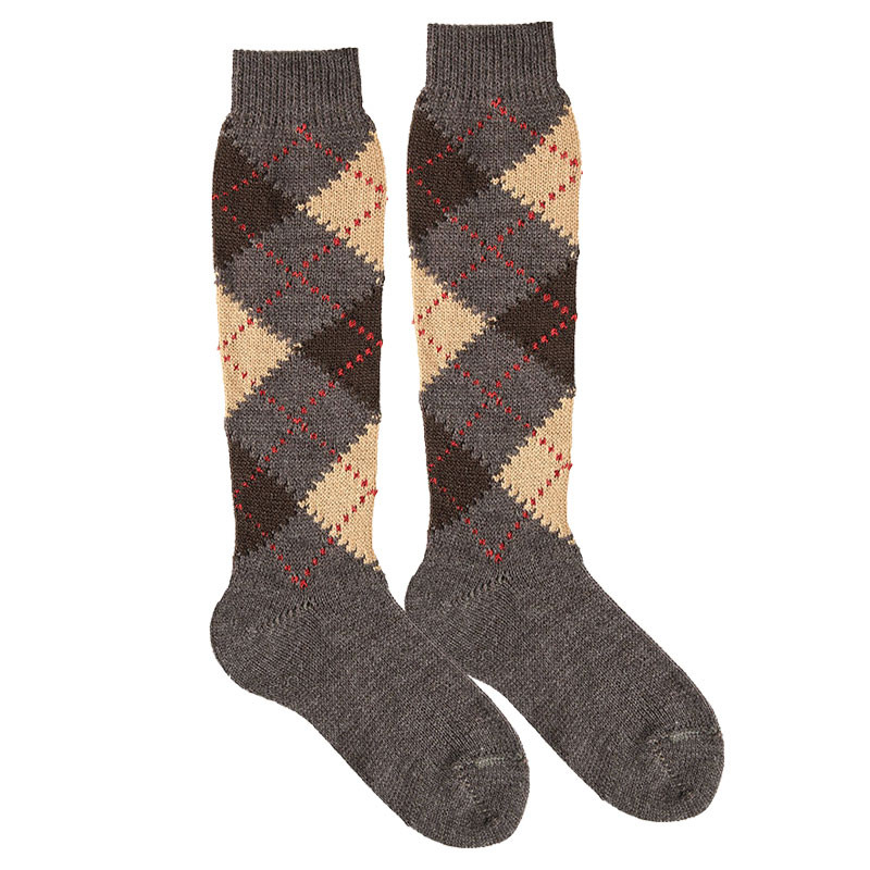 Classic argyle knee socks BROWN