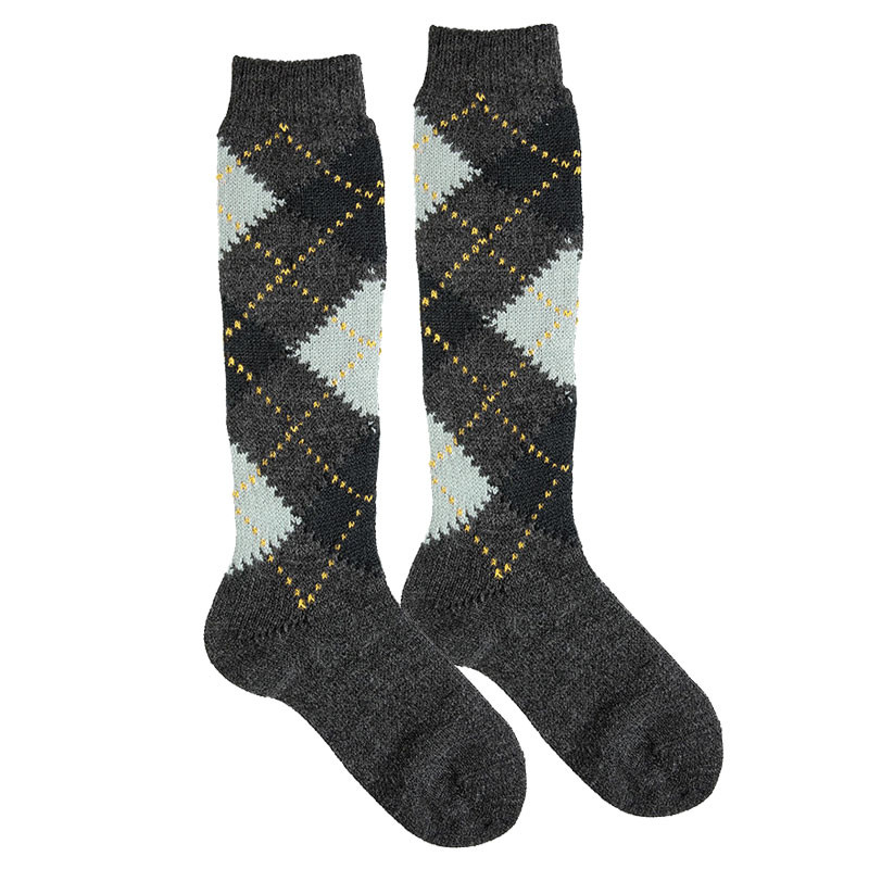 Chaussettes hautes intarsia classique NOIR