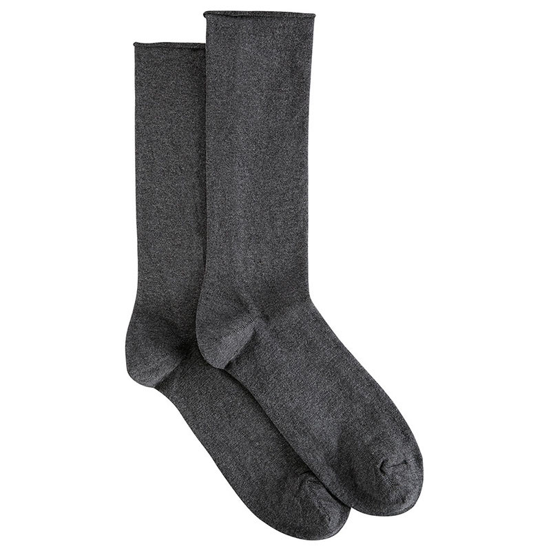 Men cotton loose fitting socks with rolled cuff ANTHRACITE
