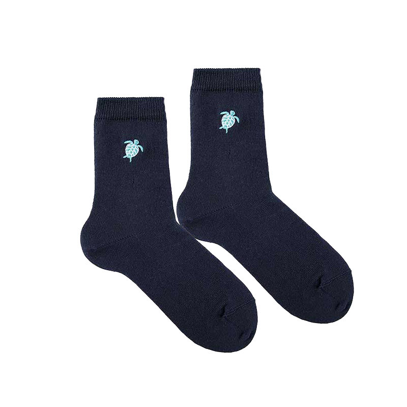 Chaussettes seaqual brodée tortue BLEU MARINE