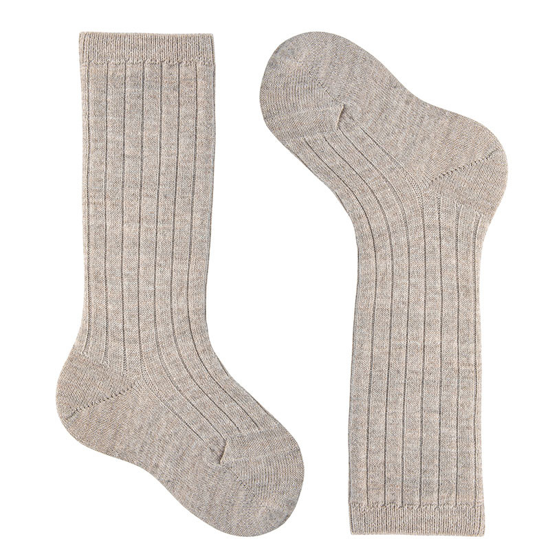 Merino wool-blend rib knee socks NOUGAT