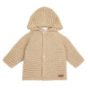 Merino blend hooded cardigan BEIGE