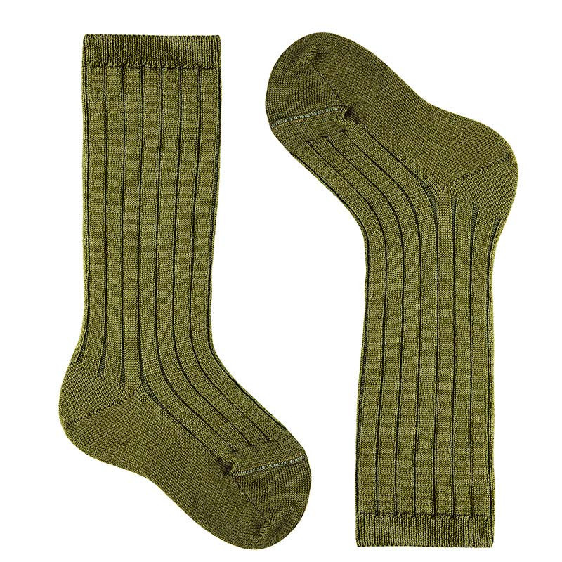 Merino wool-blend rib knee socks MOSS