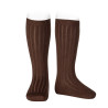 Basic rib knee high socks CHESNUT