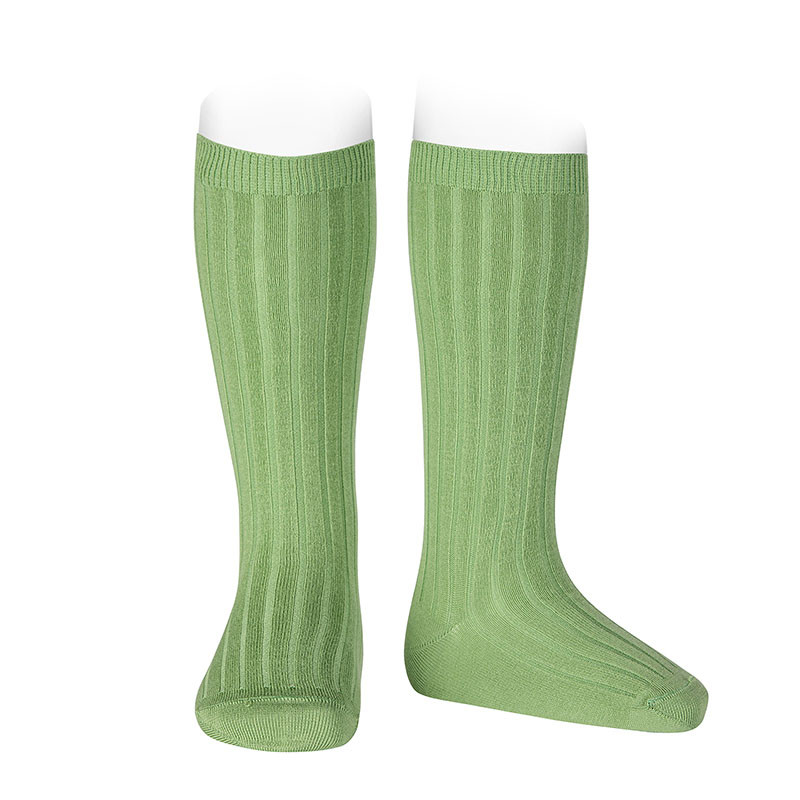 Basic rib knee high socks PEAR