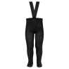 Rib tights with elastic suspenders BLACK