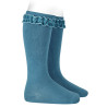 Knee socks with velvet ruffle cuff OCEAN