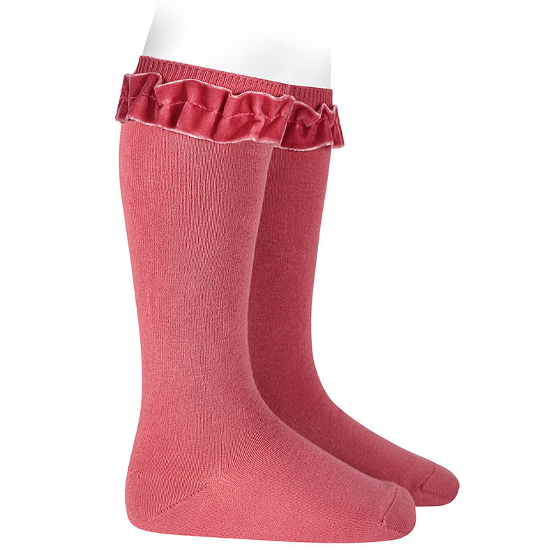 Chaussettes hautes avec ruban velours sur CARMIN