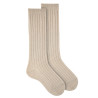 Extrafine merino wool rib knee socks DESERT