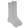 Calcetines altos lana merino extrafina con canalé PLOMO