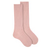 Extrafine merino wool rib knee socks WOOL PINK