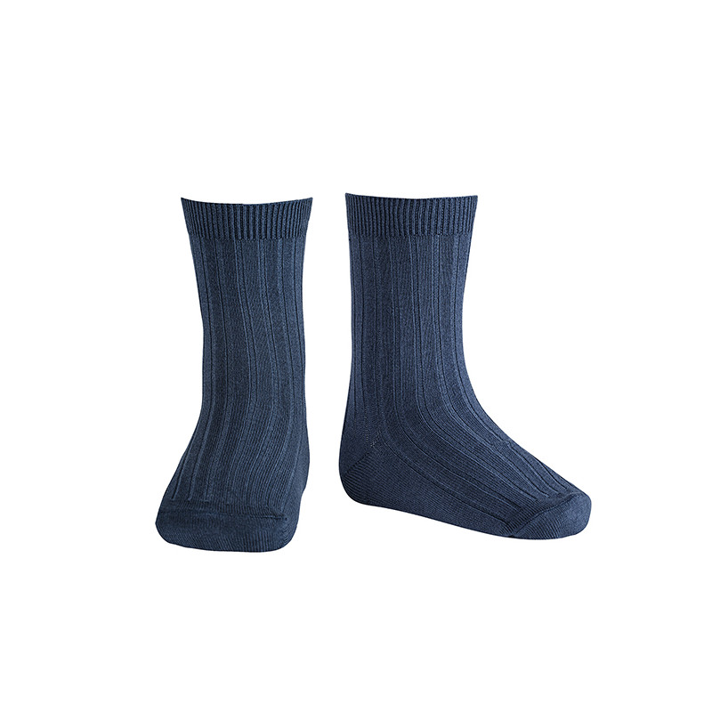 Chaussettes courtes côtelées basiques LAPIS LAZULI