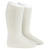 3d polka dot relief knee socks CREAM